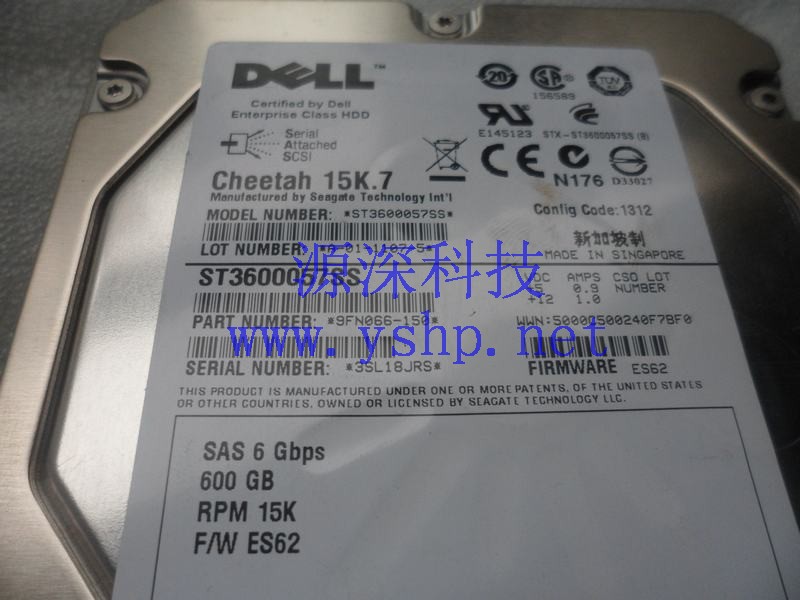 上海源深科技 上海 DELL 原装 服务器 600G 15K SAS硬盘 ST3600057SS W347K 高清图片