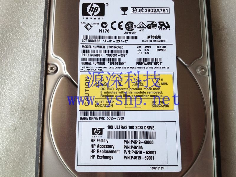 上海源深科技 上海 HP ULTRA3 10K SCSI硬盘 18G ST318406LC P4619A P4619-63001 P4619-69001 高清图片