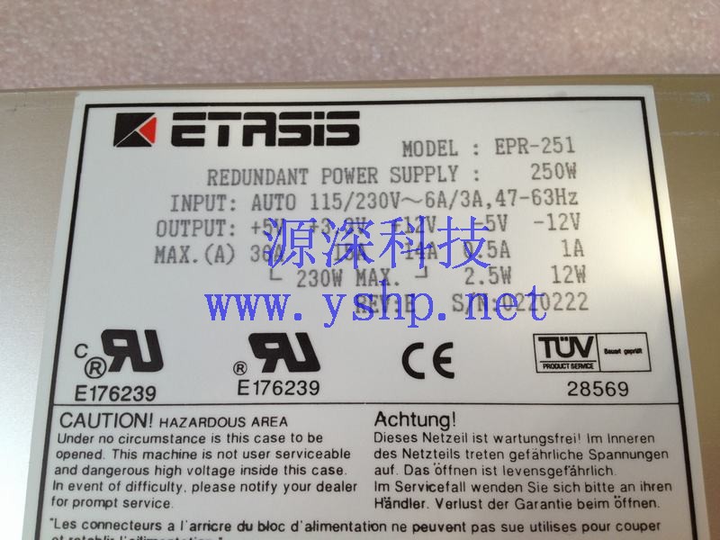 上海源深科技 上海 亿泰兴电源 ETASIS EPR-251 250W 支持热插拔模块 高清图片