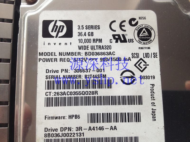 上海源深科技 上海 HP ML150 G1 服务器SCSI硬盘 36G BD036863AC 306637-001 高清图片