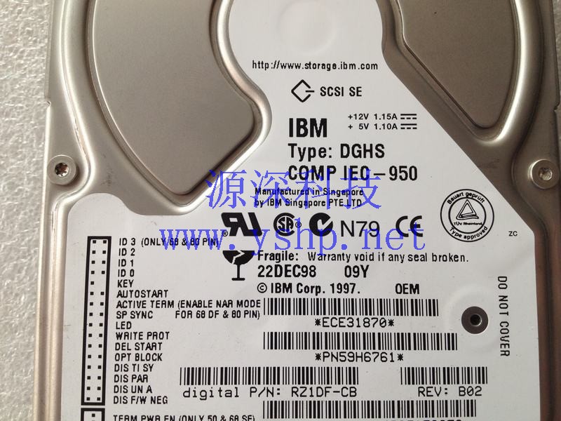 上海源深科技 上海 IBM 9G SCSI服务器硬盘 9.1G DGHS 59H6761 RZ1DF-CB 高清图片