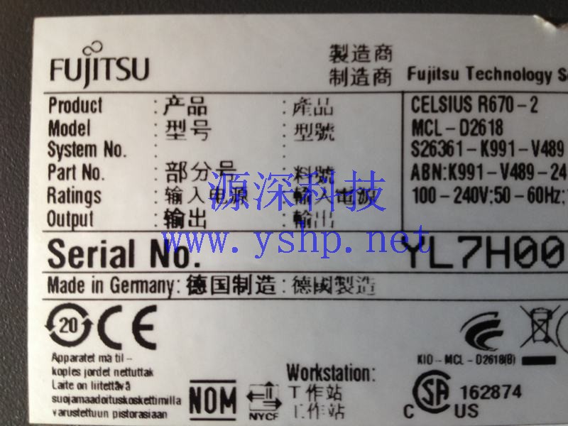 上海源深科技 上海 工作站 Fujitsu CELSIUS R670-2 MCL-D2618 S26361-K991-V489  高清图片