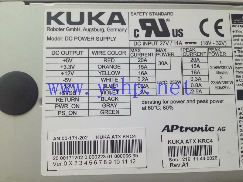 上海源深科技 KUKA DC POWER SUPPLY 00-171-202 KUKA ATX KRC4 高清图片