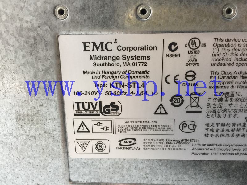 上海源深科技 上海 DELL EMC 4GB光纤扩展柜 KTN-STL4  CX-4PDAE-FD 100-561-077 REV A05 高清图片