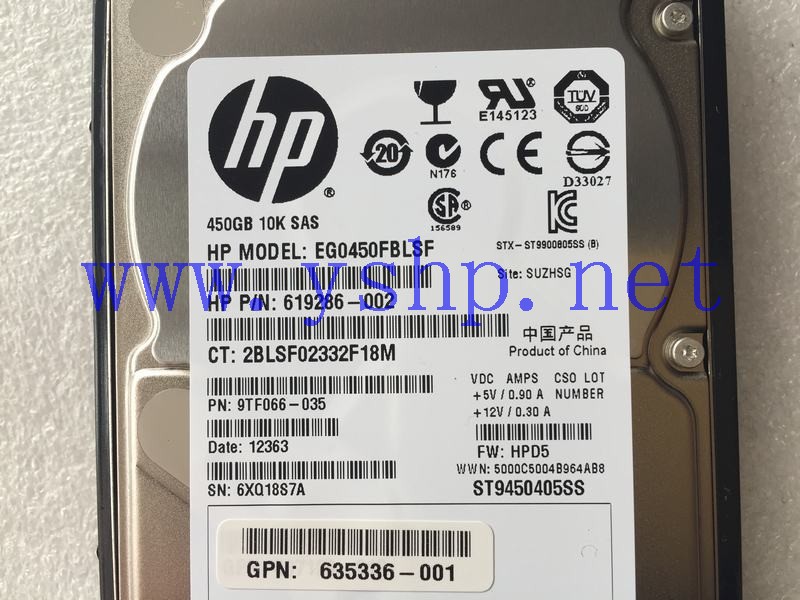 上海源深科技 全新 HP 450GB 6G DP 10K 2.5 ST9450405SS EVA SAS硬盘 613921-001 619286-002 635336-001 高清图片