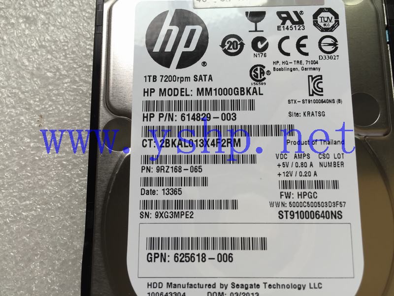 上海源深科技 上海 HP 7.2K SATA 1TB 2.5硬盘 656108-001 614829-003 625618-006 高清图片