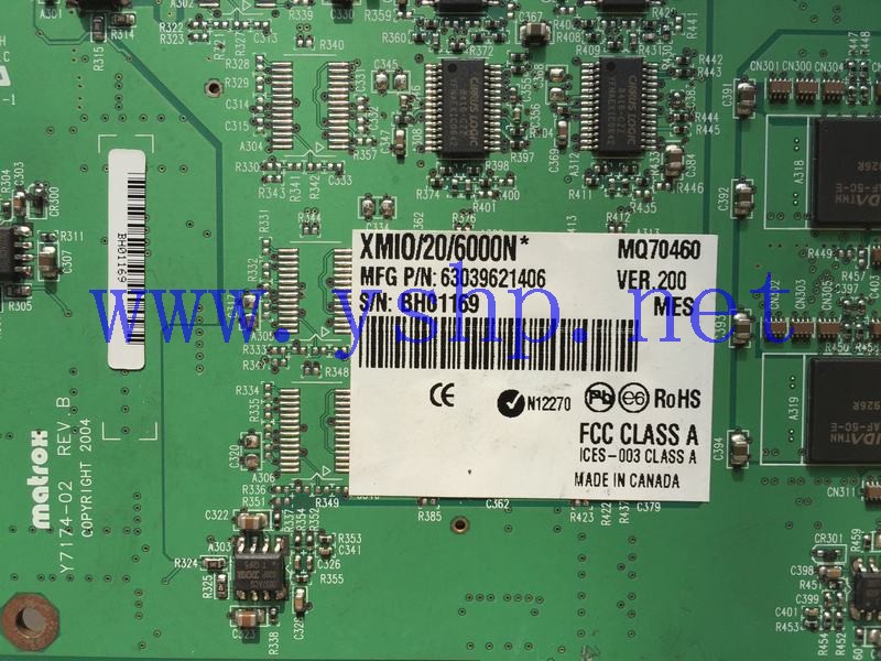 上海源深科技 上海 MATROX 专业非编卡 Y7174-02 REV.B XMIO/20/6000N* 高清图片