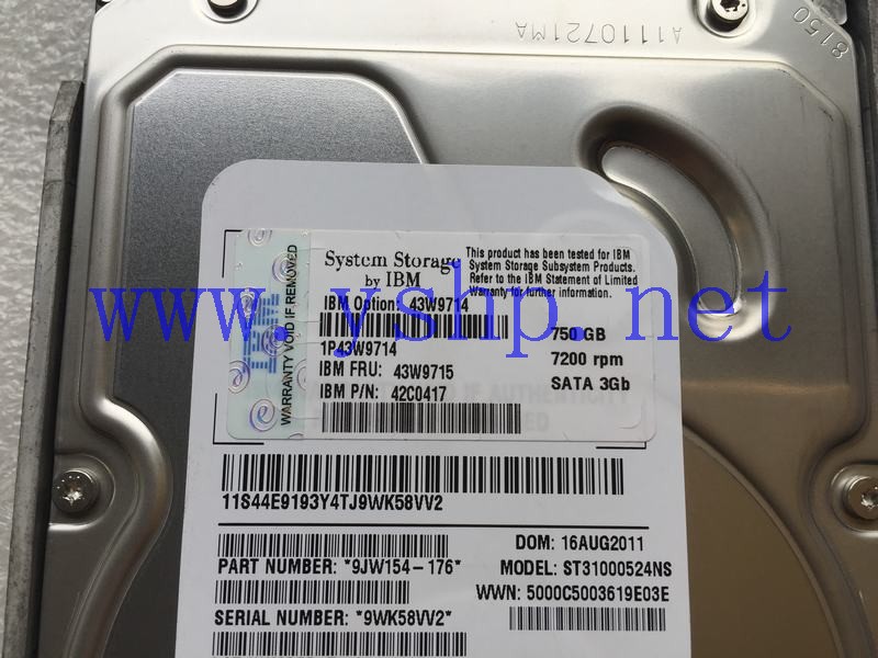 上海源深科技 IBM 光纤硬盘 SATAE 750GB 7.2K 3Gb 43W9715 43W9714 42C0417 44E9193 ST31000524NS 高清图片