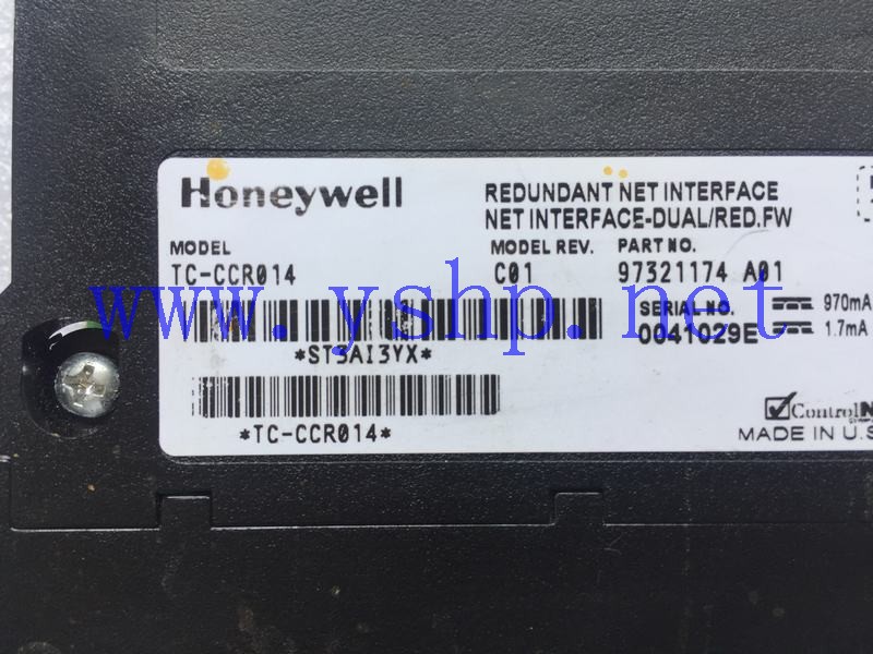 上海源深科技 Honeywell REDUNDANT NET INTERFACE 61-3 TC-CCR014 C01 97321174 A01 高清图片